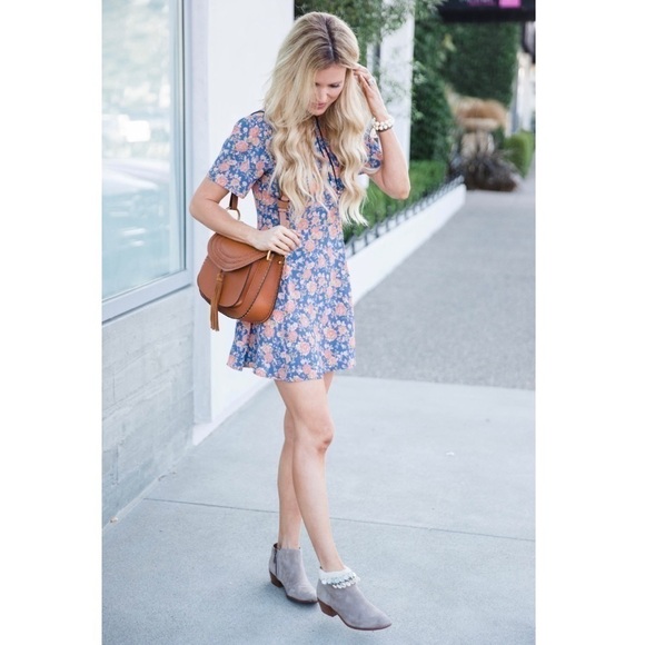 Revolve Tularosa Dress XS Iris Floral Fit Flare Spring Vacation Trip Party Vaca - Picture 9 of 15